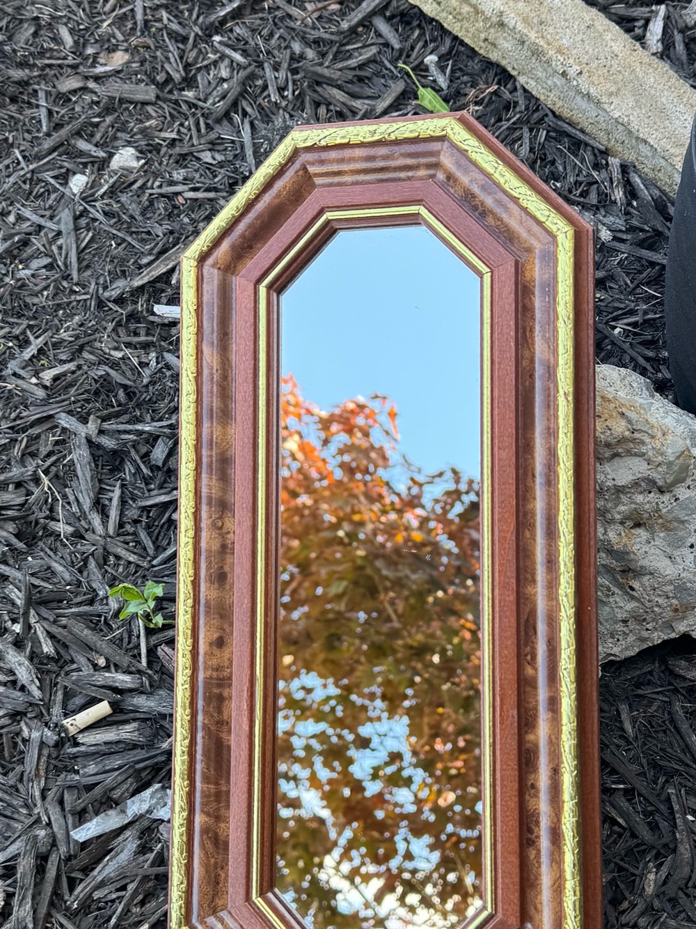 Vintage Home Interiors Brown & Gold Octagonal-Style Wall Mirror